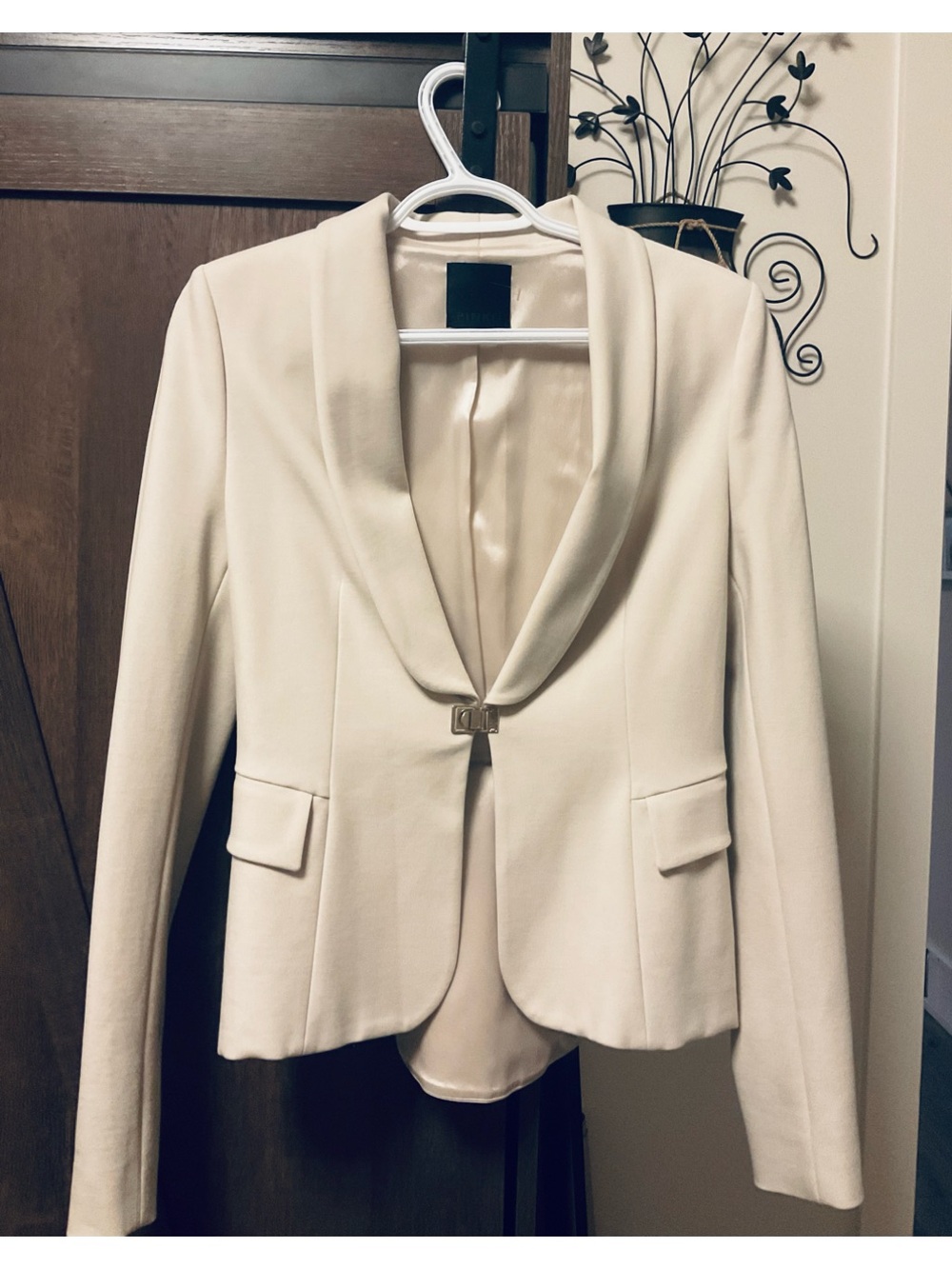 Pinko Jersey Stretch Jacket Structured in A Minimal Silhouette-neutral Beige